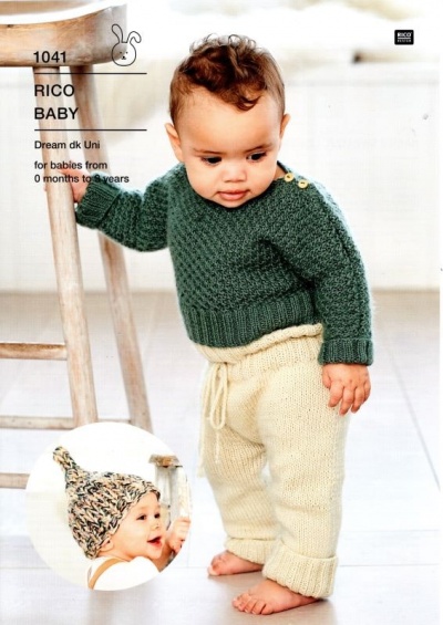 Knitting Pattern - Rico 1041 - Baby Dream DK Uni - Baby's Sweater, Leggings & Hat